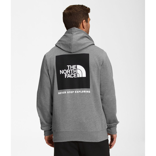 The North Face Men’s Box NSE Pullover Hoodie in the Medium Grey Heather/Black colorway