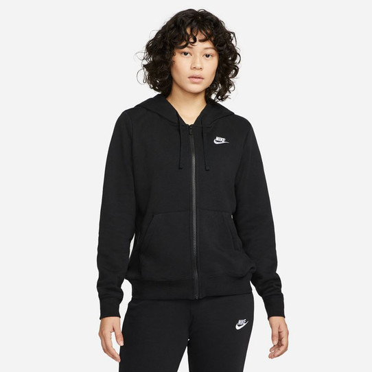 Nike Women's Sportswear Club Fleece Full-Zip Hoodie in Black colorway