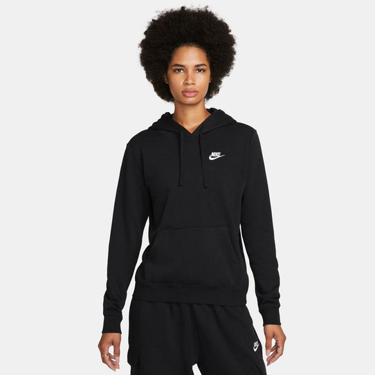 Nike Women's Sportswear Club Fleece Pullover Hoodie in Black side view