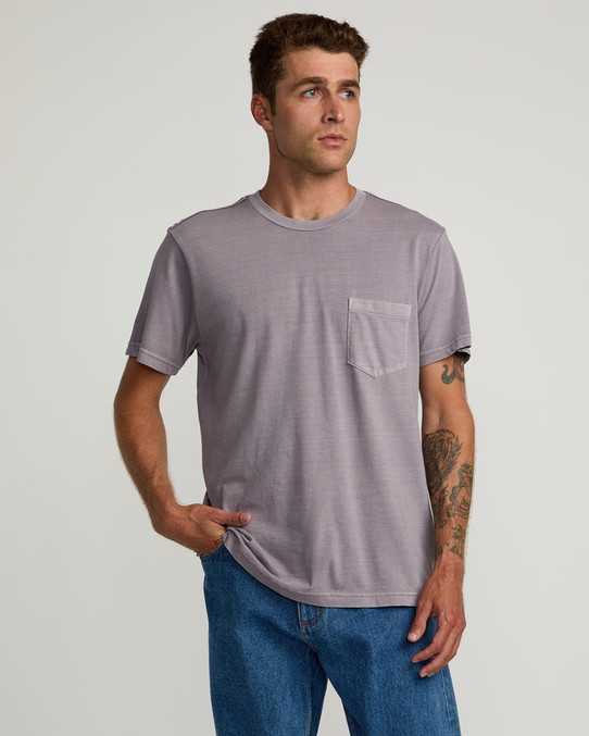 The RVCA Men's PTC II Pigment Tee in Grey Ridge