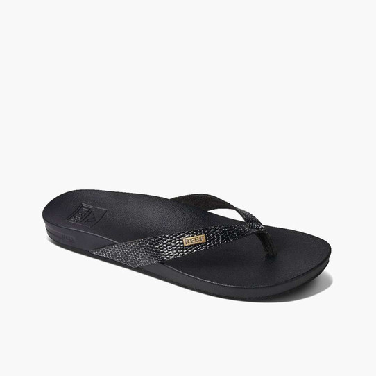Reef Women's Cushion Court Sandals Black Sassy detail view