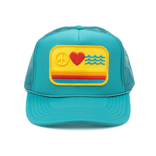 Local Beach Peace Love & Waves Trucker Hat