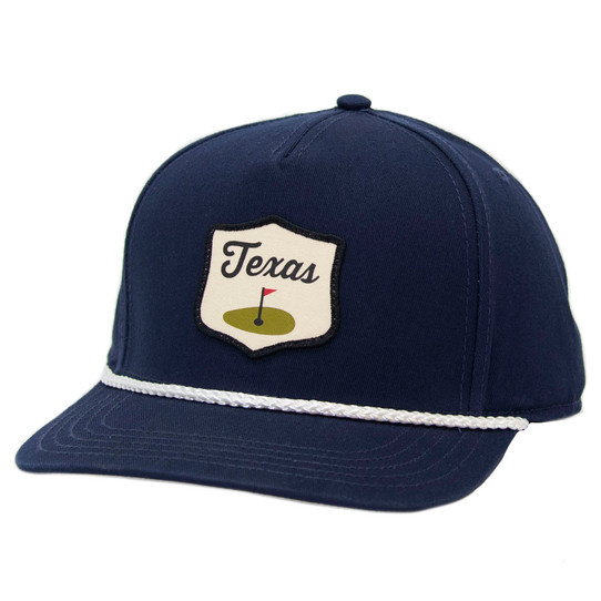 TYLER'S Texas Golf Cappy Twill Snapback Hat navy blue front view
