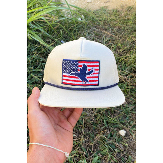 Burlebo Men's American Flag Duck Hat in camo and patriotic design