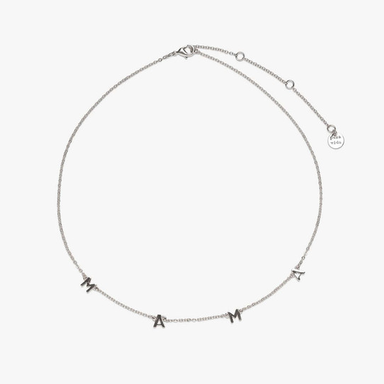 Pura Vida Mama Choker Necklace silver variant one worn
