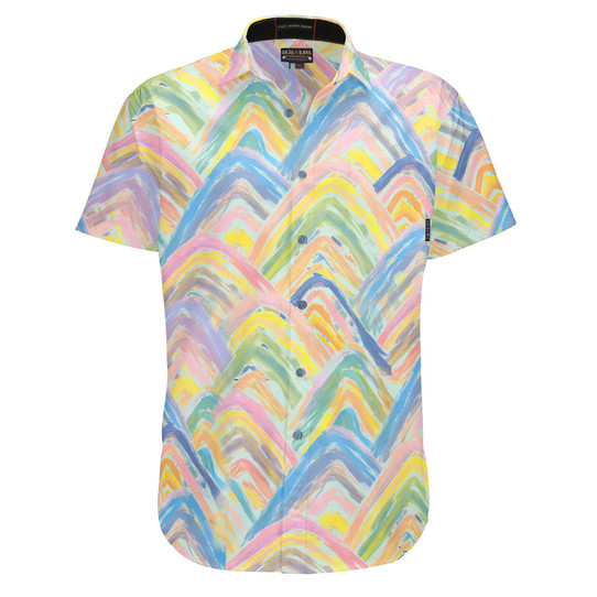 Baja Llama Men's Rainbow Mountain Button Up Shirt