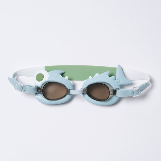Sunny Life Mini Shark Swim Goggles in blue with shark-shaped design