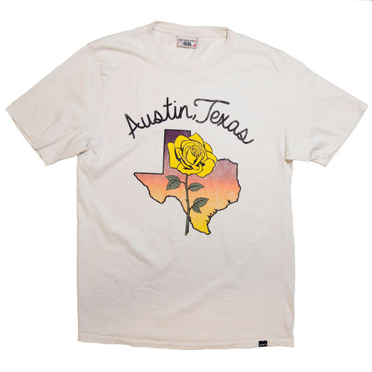 TYLER'S Austin Texas Joplin Tee in black with graphic print