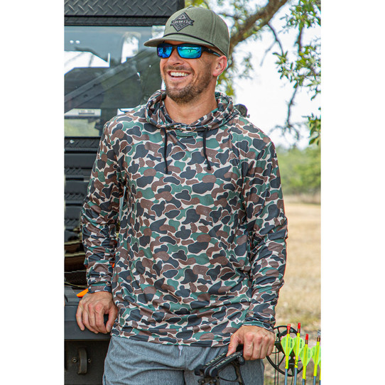 Burlebo Men's Performance Hoodie in the Throwback Camo colorway
