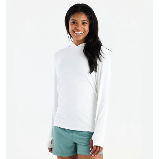 Free Fly Women's Bamboo Shade Hoodie II in bright white