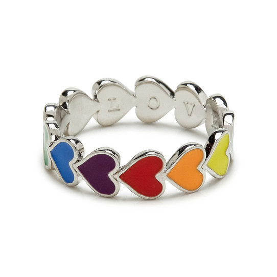 Pura Vida Rainbow Heart Band Ring