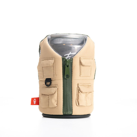 Puffin Drinkwear The Adventurer Koozie Taco Tan and Olive Green back view