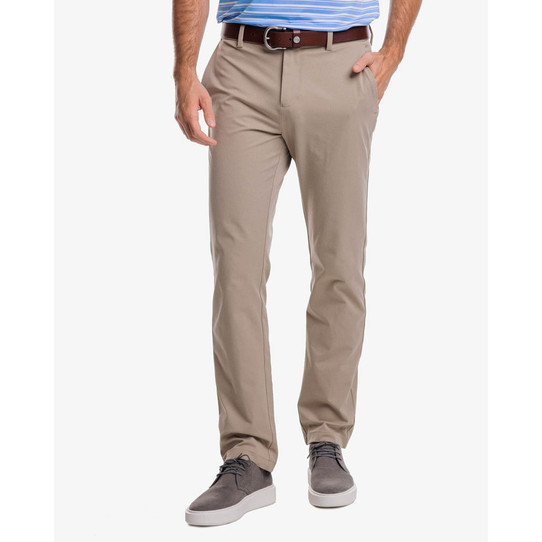 Southern Tide Men's Jack Performance Pant in sandstone khaki, front view