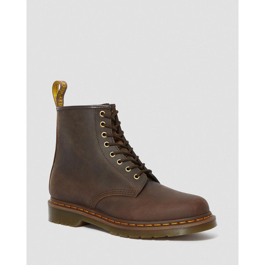 Dr. Martens 1460 Crazy Horse Leather Boots in brown leather construction