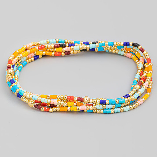 Fame Dainty Seed Beaded Bracelets Multi/Gold