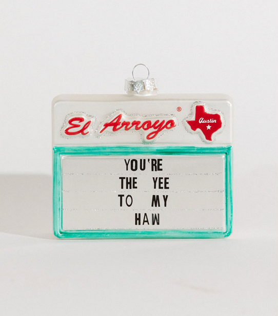 El Arroyo Yee to My Haw ornament featuring western-themed decorative design detail