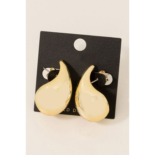 Gold Dipped Tear Veneta Large Drop Earrings 95304P gold finish front view
