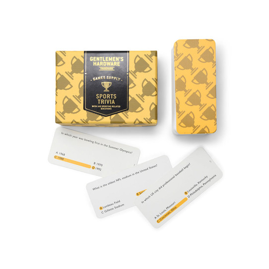 Gentlemen's Hardware Sports Trivia game box displayed as product photography