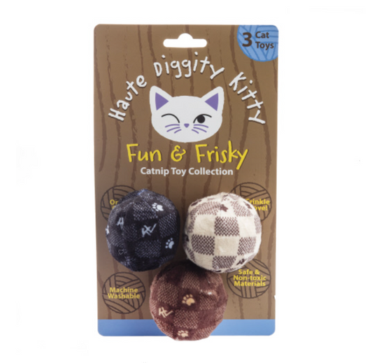 Haute Diggity Dog Chewy Vuiton Checker Balls Catnip Toys