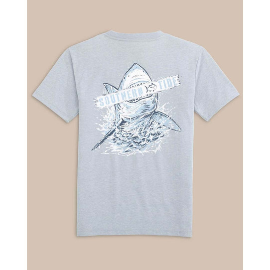 The Boys Heather Shark Plank Short Sleeve T-Shirt in Heather Platinum Grey