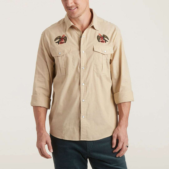 The Howler Brothers Men's Gaucho Snapshirt Long Sleeve in the Frigates Colorway