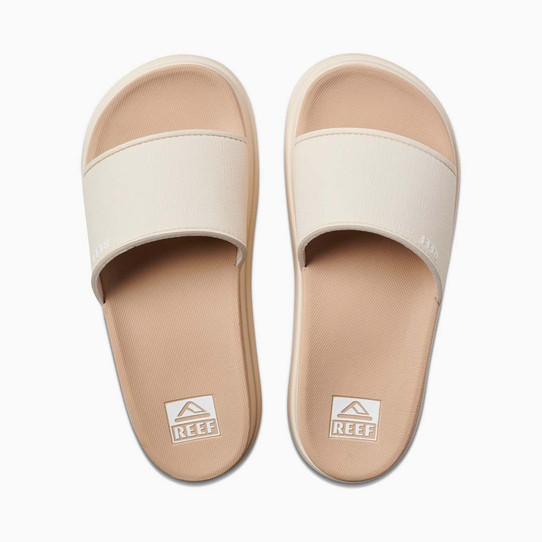 The Reef Women's Cushion Bondi Bay Slide Sandals in the colorway Vintage/ Oasis