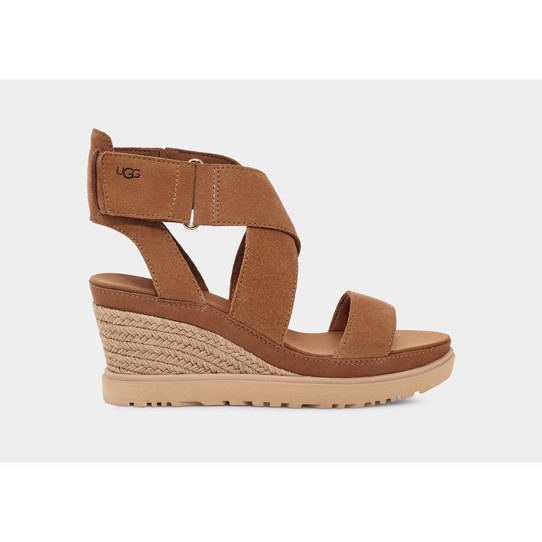 The Ugg Women's Ileana Ankle Wedge Sandal in the colorway Chestnut
