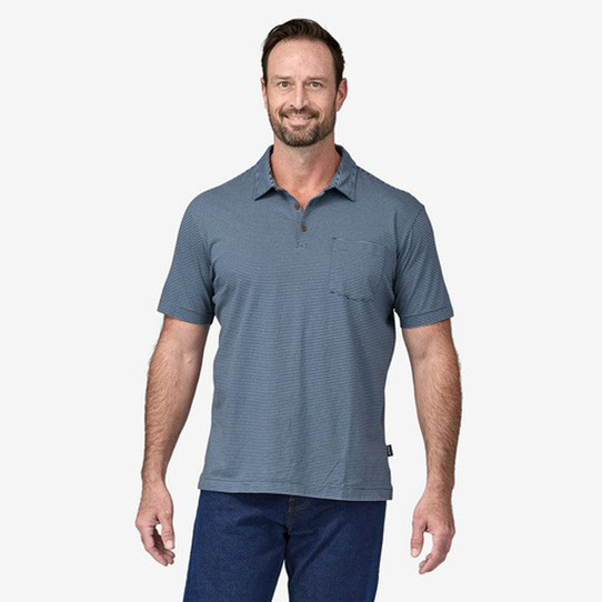 The Patagonia Men's Cotton Conversion Lightweight Polo in New Navy