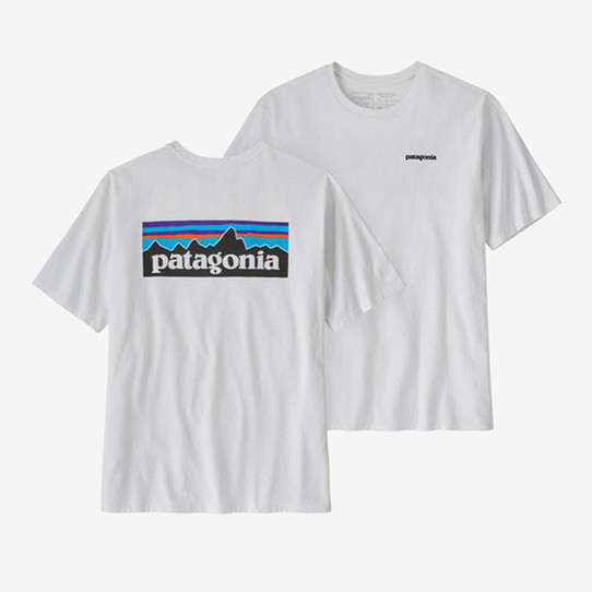 The Patagonia Men's P-6 Logo Responsibili-Tee in White The Patagonia Men's P-6 Logo Responsibili-Tee in White