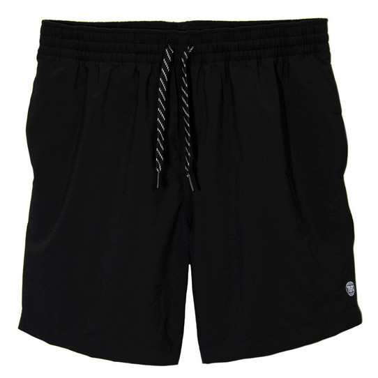 TYLER'S Men's Solid Volley Shorts in Navy Blue, flat lay view