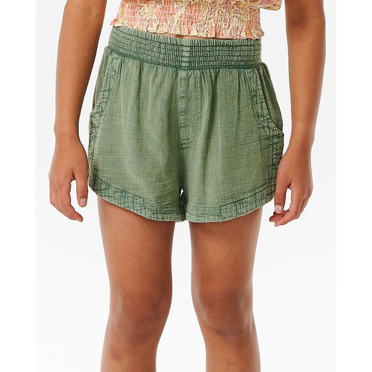 Rip Curl Girls' Classic 3" Surf Shorts in Sage flat lay