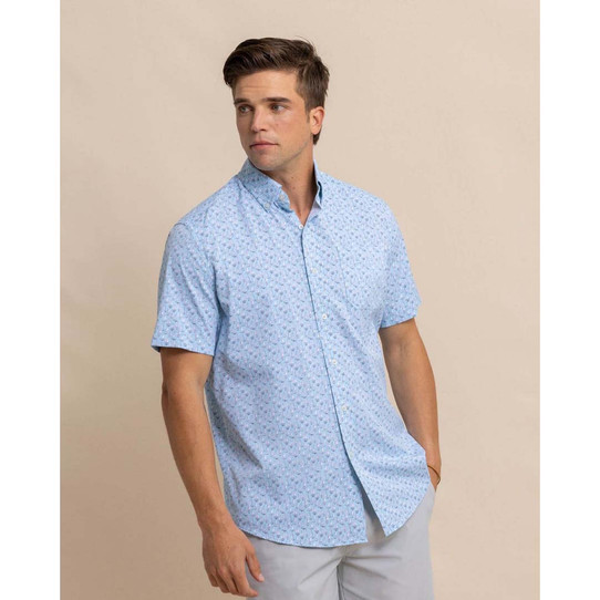 The Intercoastal Forget A-Boat It Short Sleeve Sport shirt Repeat in Clearwater Blue colorway