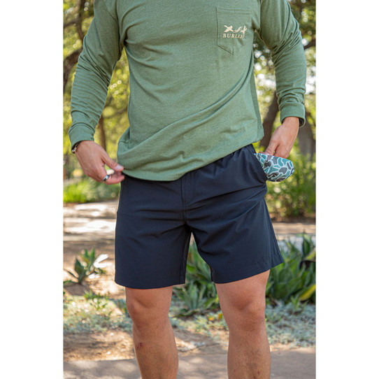 The GmbH Clothing for Men Shorts in Matte Black with Camo Pockets