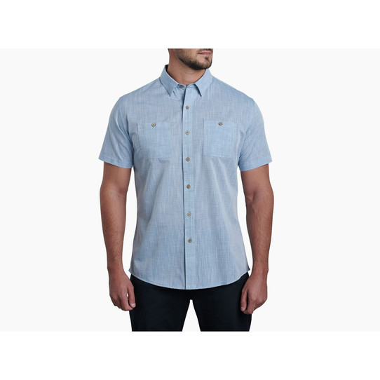 KUHL Men's Karib Stripe Short Sleeve Shirt Horizon Blue detail view