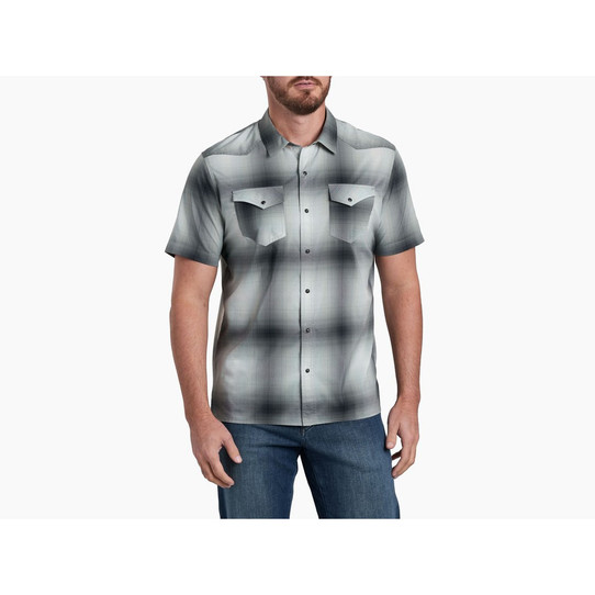 The Kuhl Men's Konquer Short Sleeve Button Up Shirt in Summit Grey