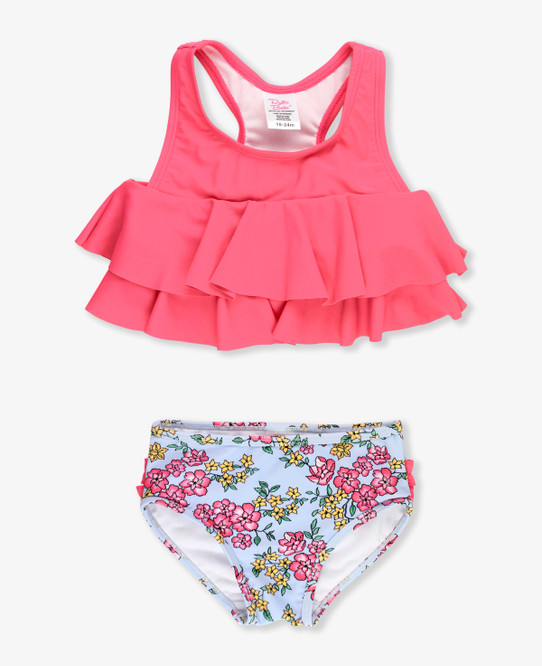 Ruffle Butts Toddler Girls' Cheerful Blossoms Flounce Swim Set