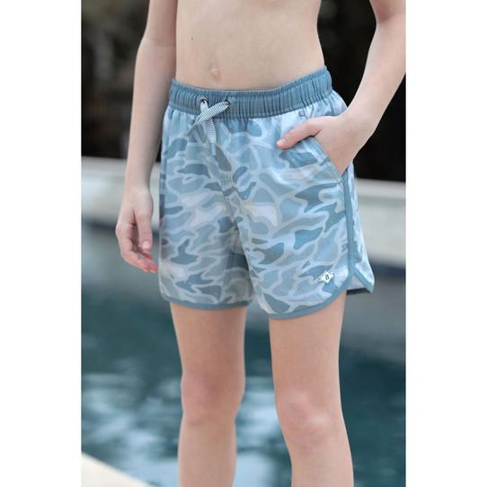 The Burlebo Boys' Swim Trunks in Seaside Camo