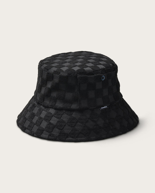 Hemlock Marina Terry Bucket Hat black check colorway full view