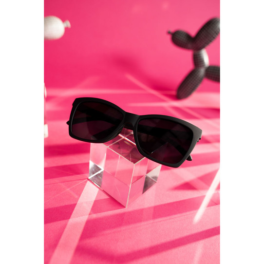 silver frame sunglasses in black colorway