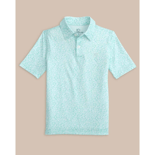 Southern Tide Boys' Driver That Floral Feeling Printed Polo in Wake Blue colorway
