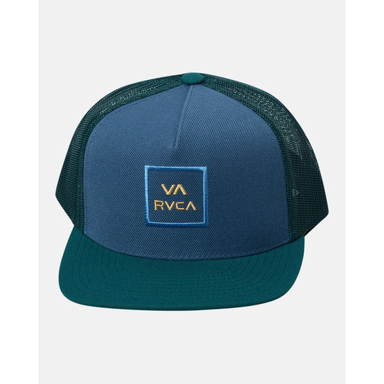 The RVCA hombre' VA All the Way Trucker Hat in Green and Slate