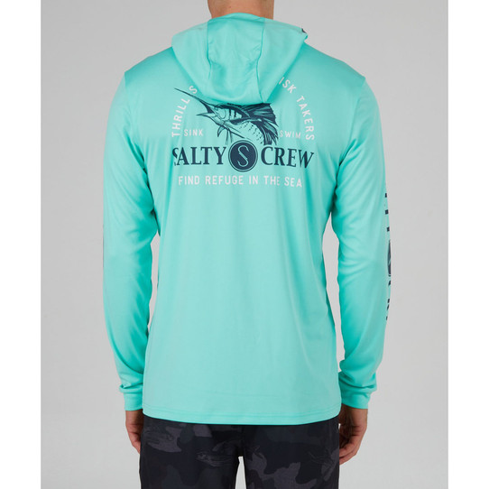 The Salty Crew Men's Yacht Club Hooded Sunshirt in Seafoam