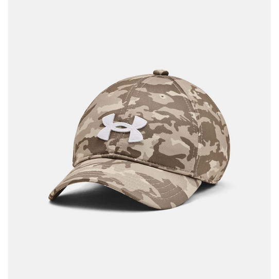 Under Armour Boys' UA Blitzing Adjustable Cap in Timberwolf Taupe / White colorway