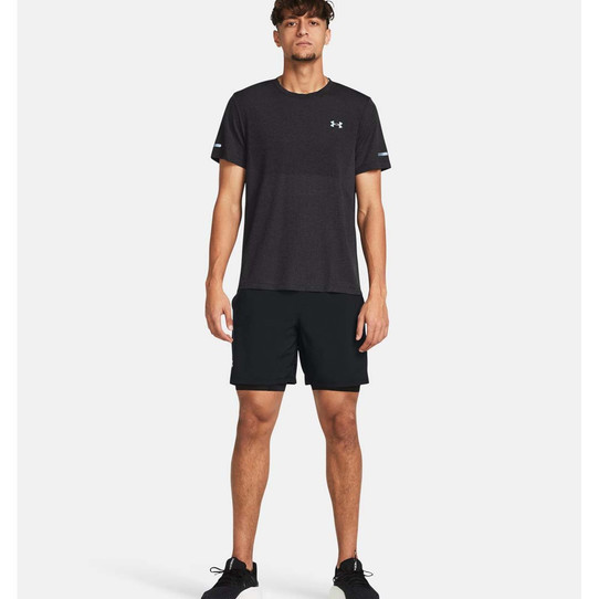 Under Armour Men's Launch 2-in-1 7" Shorts in Black / Reflective colorway