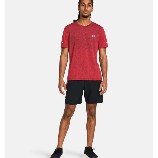 Under Armour Men's Launch 7" Shorts in Black / Red Solstice / Reflective  colorway
