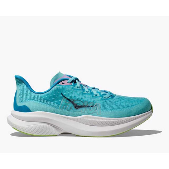 The Hoka Women's Mach 6 Running Shoes in the Waterpark Colorway