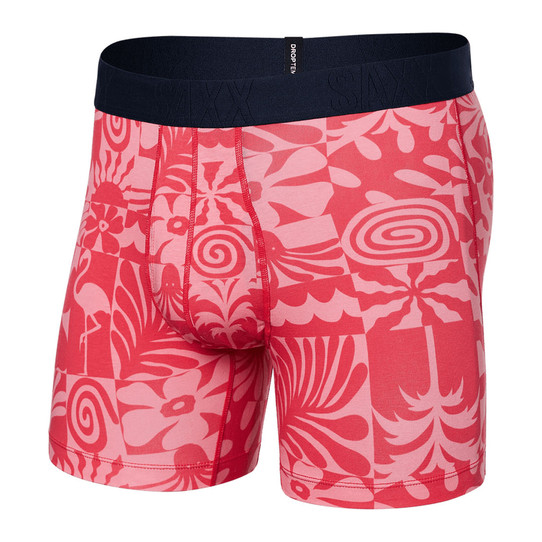 The Saxx Men's DropTemp™ Cooling Cotton Boxer Briefs in Hibiscus Red