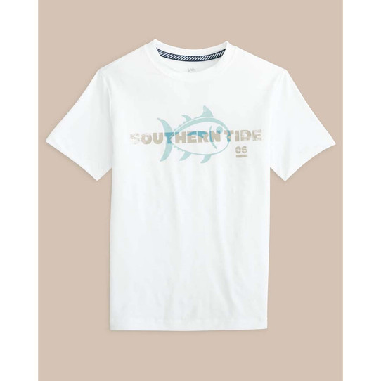 Southern Tide Kid's ST Overlay Performance Short Sleeve T-Shirt in Classic White