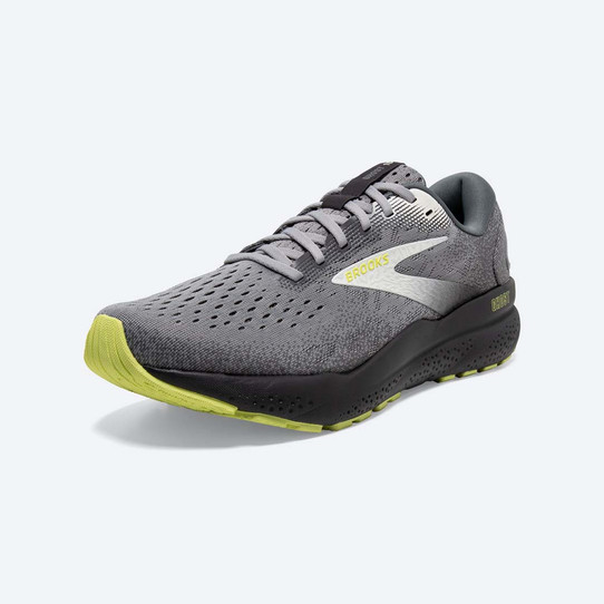 Mens low-top lifestyle and running shoes in Primer/Grey/Lime colorway