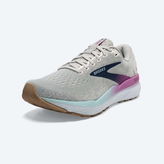 Brooks Women's Ghost 16 in White/Grey/Estate Blue colorway